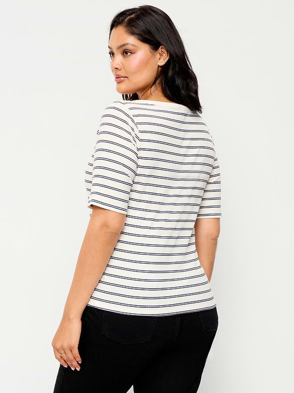 Fitted Scoop-Neck Henley T-Shirt