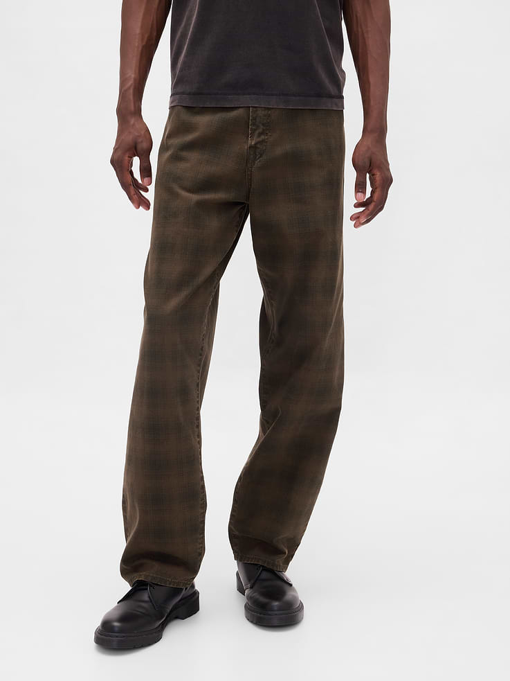 Image number 1 showing, Plaid Canvas Baggy Jeans