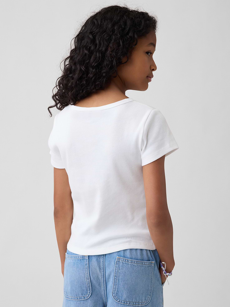 Image 3 of 4, Kids Ribbed Crewneck T-Shirt