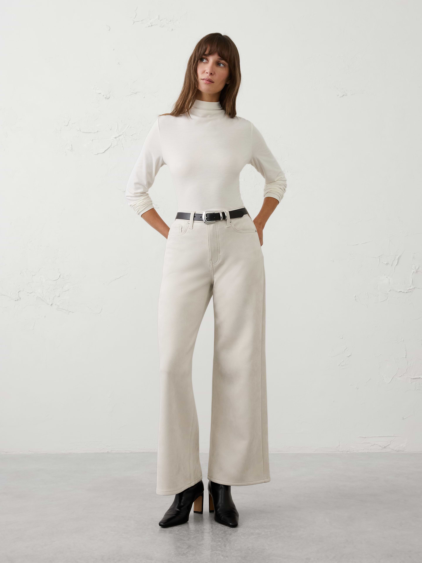 Image number 1 showing, Vegan Suede Wide-Leg High-Rise Pant