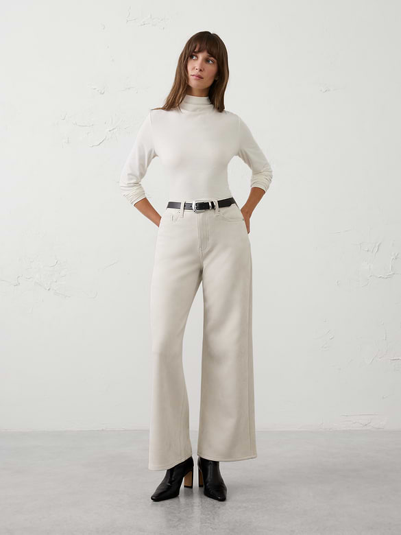 Vegan Suede Wide-Leg High-Rise Pant