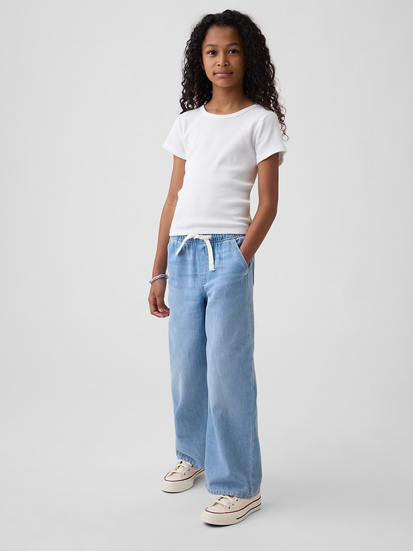 Kids Pull-On Wide-Leg Jeans