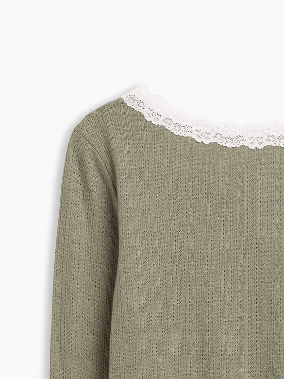 Kids Pointelle Lace-Trim Top