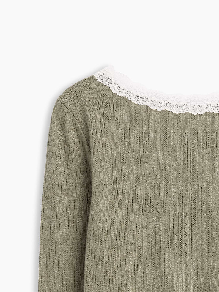 Image number 4 showing, Kids Pointelle Lace-Trim Top