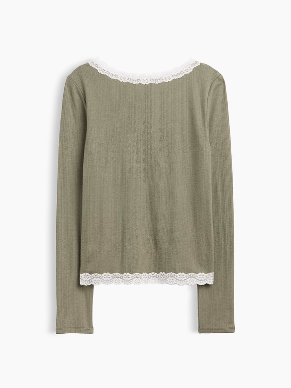 Kids Pointelle Lace-Trim Top