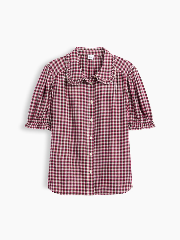 Puff Sleeve Flannel Shirt