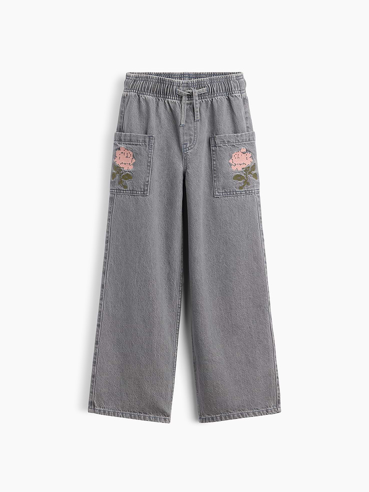 Image number 1 showing, Kids Pull-On Wide Leg Jeans