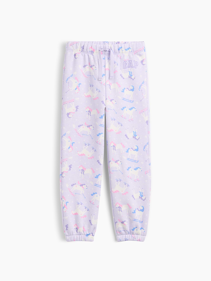 Image 1 of 3, This product is made with/contains 23% recycled polyester. Compared to virgin materials, using recycled materials helps reduce resource use and waste., Soft, comfy fleece., Drawcord ties at elasticized waist are functional for sizes 2T-5T., Gap logo at hip., Select styles have graphic at front., Elasticized cuffs., This product was made in a factory that invests in gender equity and women’s empowerment through RISE. Learn more at, Product #1175977