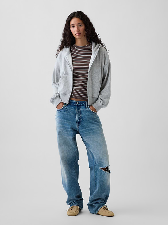VintageSoft Terry Oversized Wedge Zip Hoodie