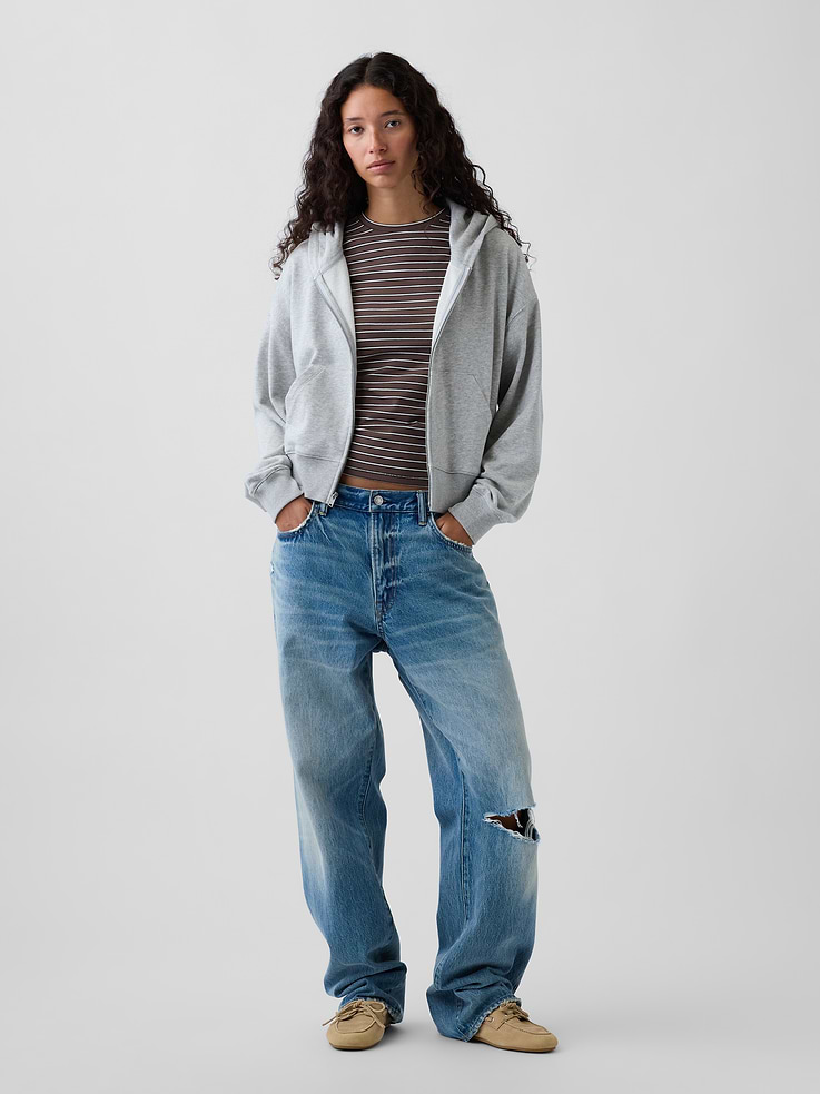 Image number 2 showing, VintageSoft Terry Oversized Wedge Zip Hoodie