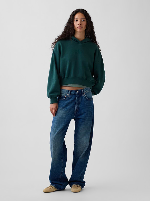 VintageSoft Crop Logo Hoodie