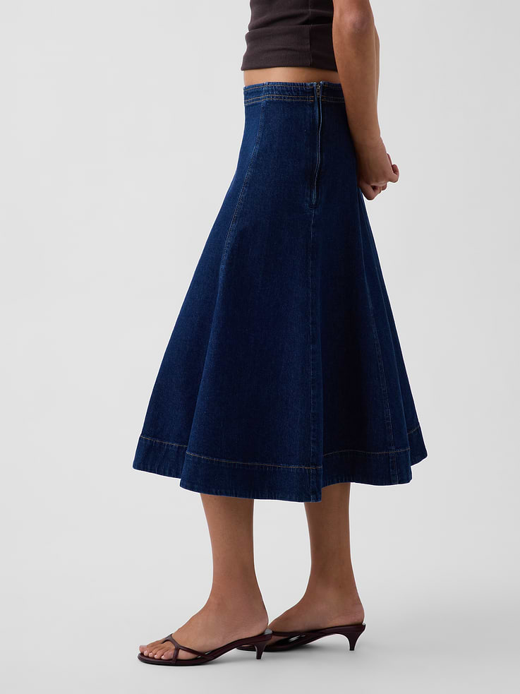 Image number 3 showing, Denim Tulip Midi Skirt