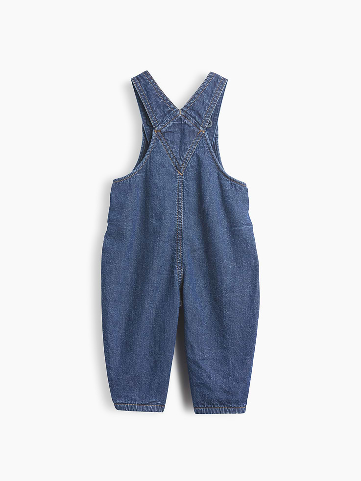 Image 2 of 3, Baby Fleece-Lined Denim Logo Overalls