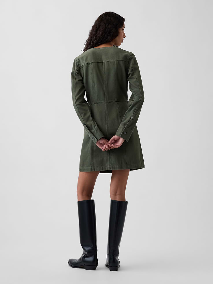 Image number 2 showing, V-Neck Button-Front Mini Dress