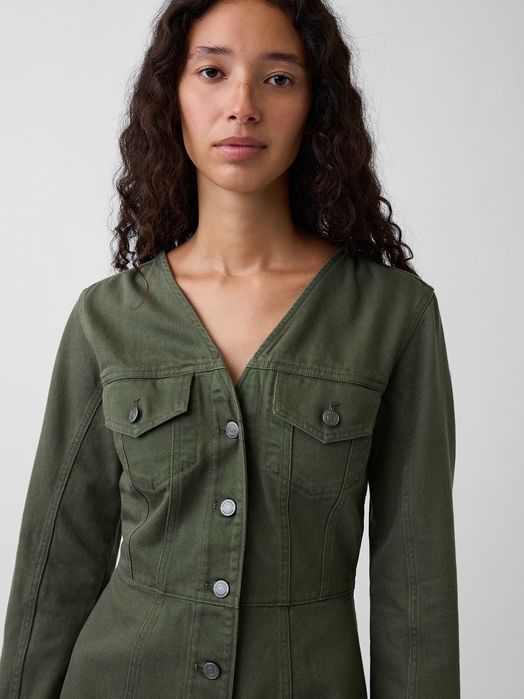 Image number 4 showing, V-Neck Button-Front Mini Dress