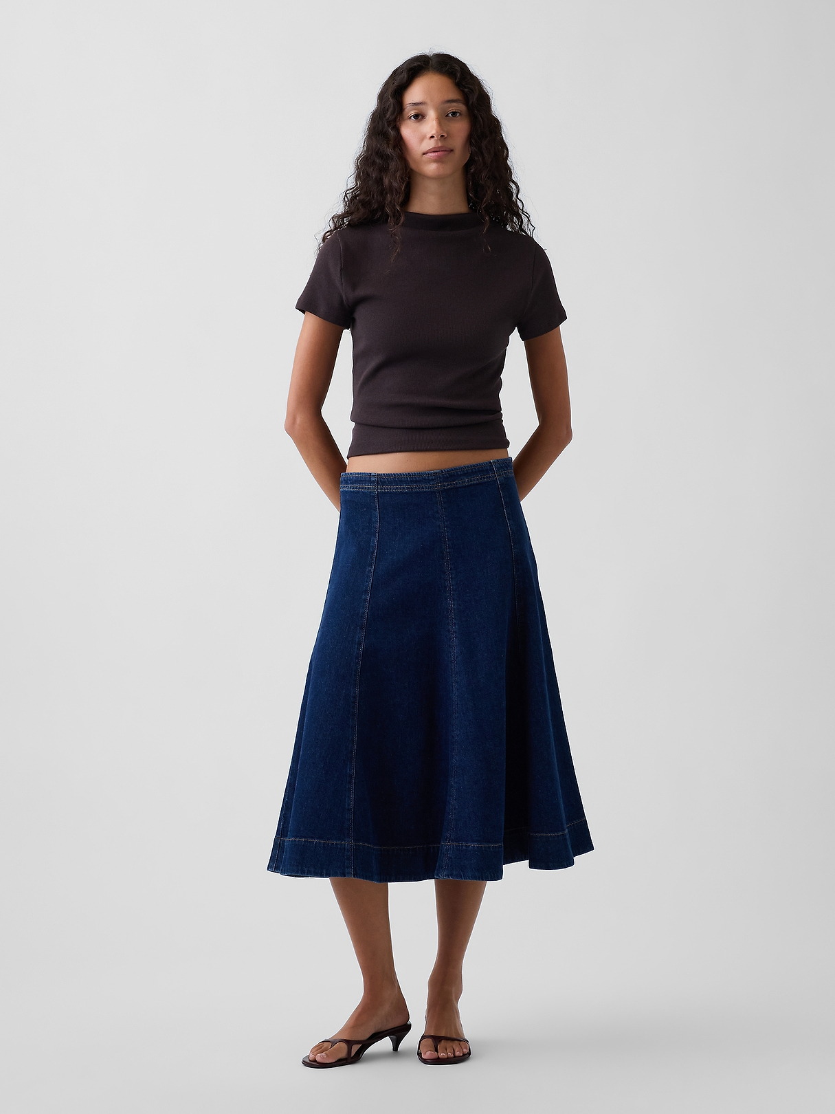 SOORPLOOM 　Flippa Skirt (Dark Denim) 3y Denim Tulip Midi Skirt | Gap