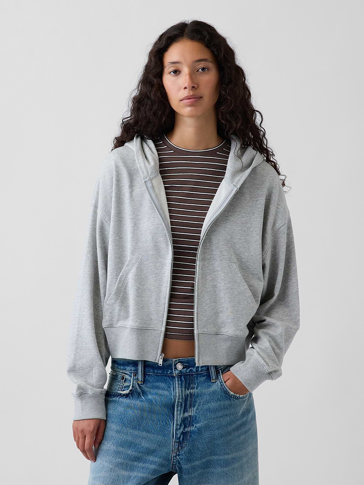 Image number 1 showing, VintageSoft Terry Oversized Wedge Zip Hoodie