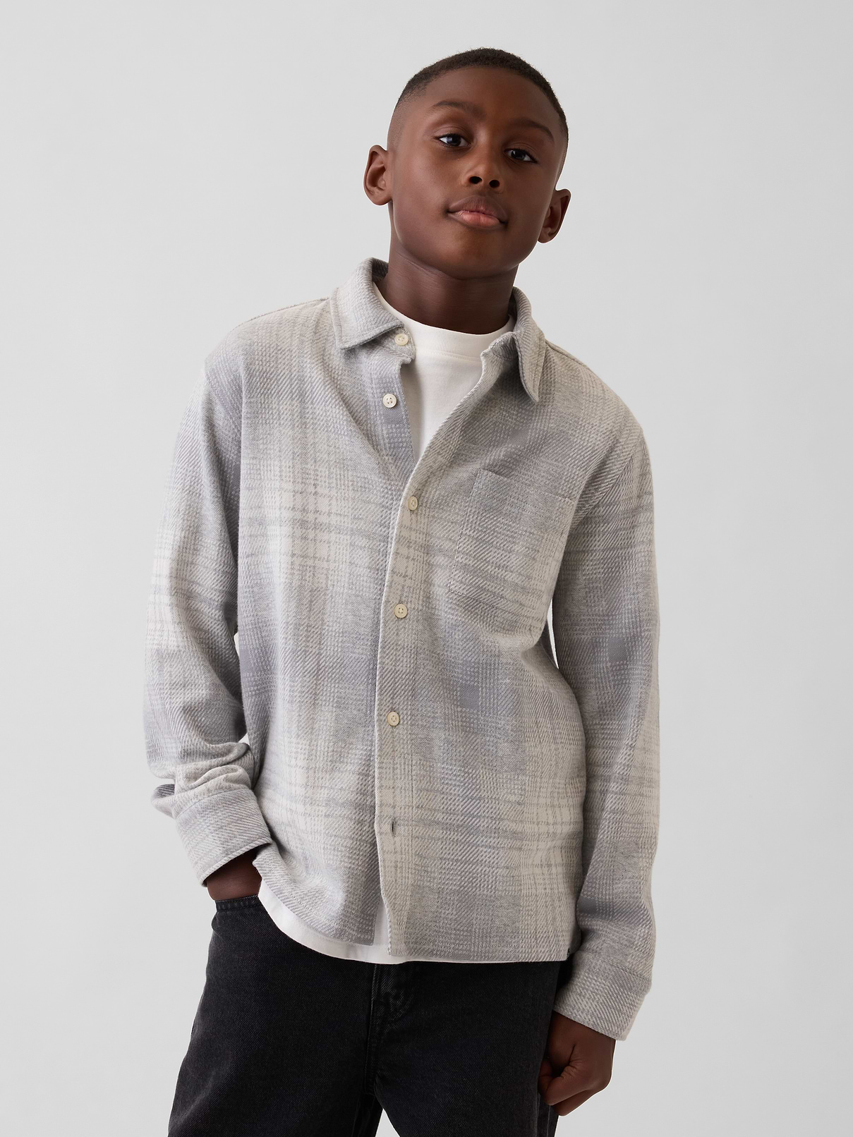 Kids Knit Jersey Plaid Shirt