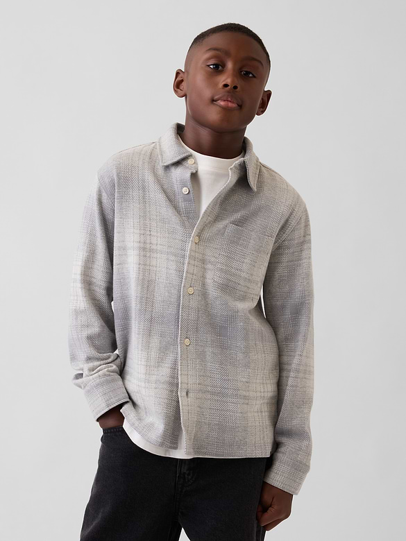 Kids Knit Jersey Plaid Shirt