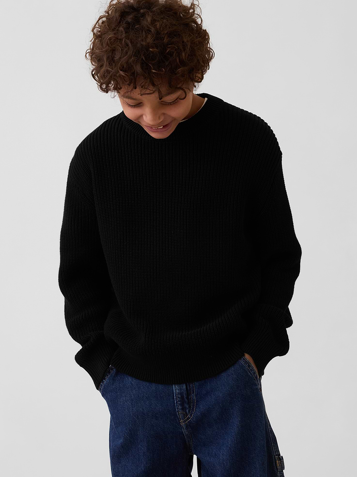 Image number 1 showing, 100% Cotton Relaxed Shaker Sweater