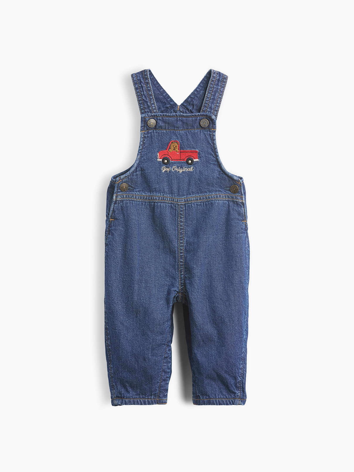 Baby Fleece-Lined Denim Logo Overalls