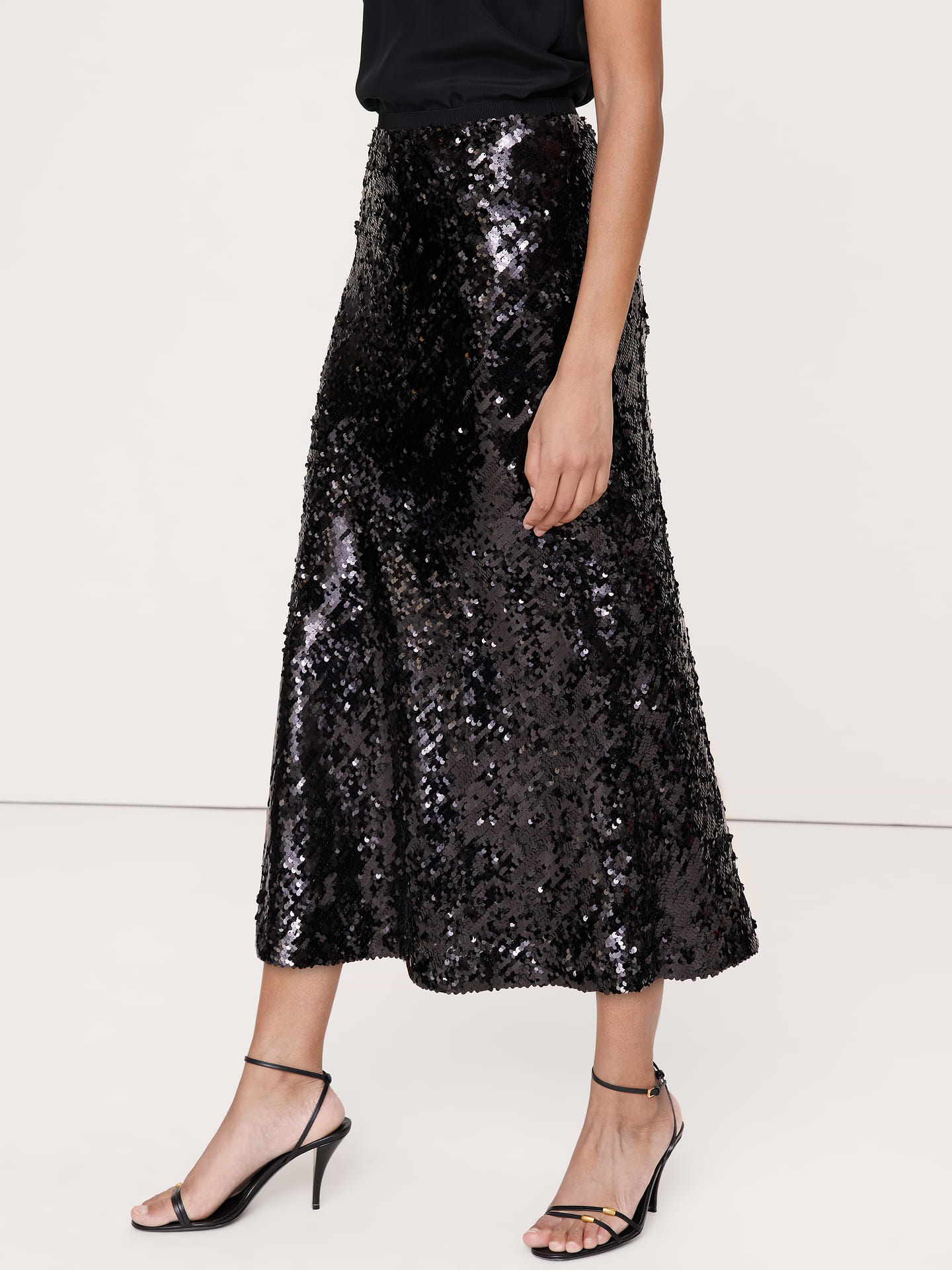 Image 3 of 3, Bias-Cut Sequin Maxi Skirt
