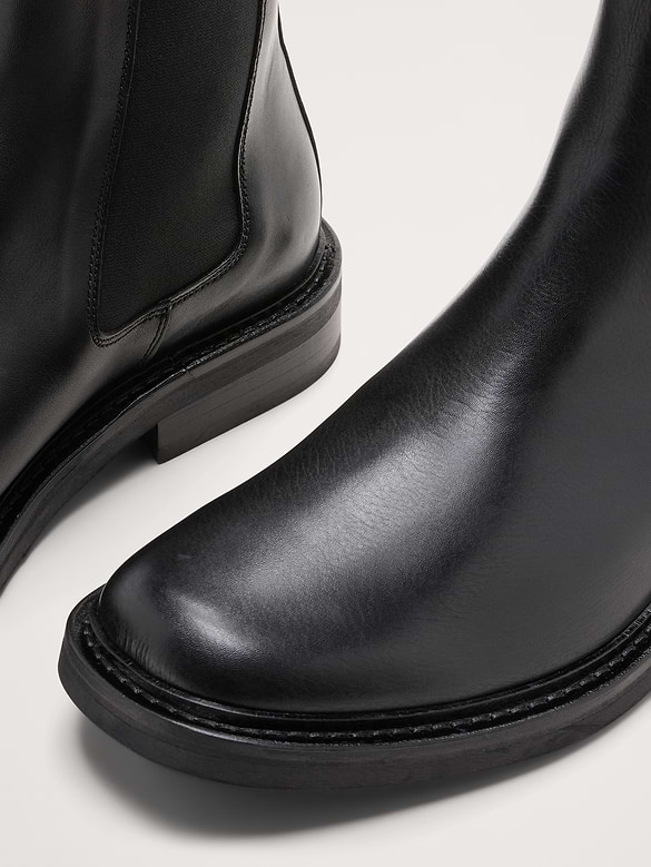 Italian Leather Square-Toe Chelsea Boot
