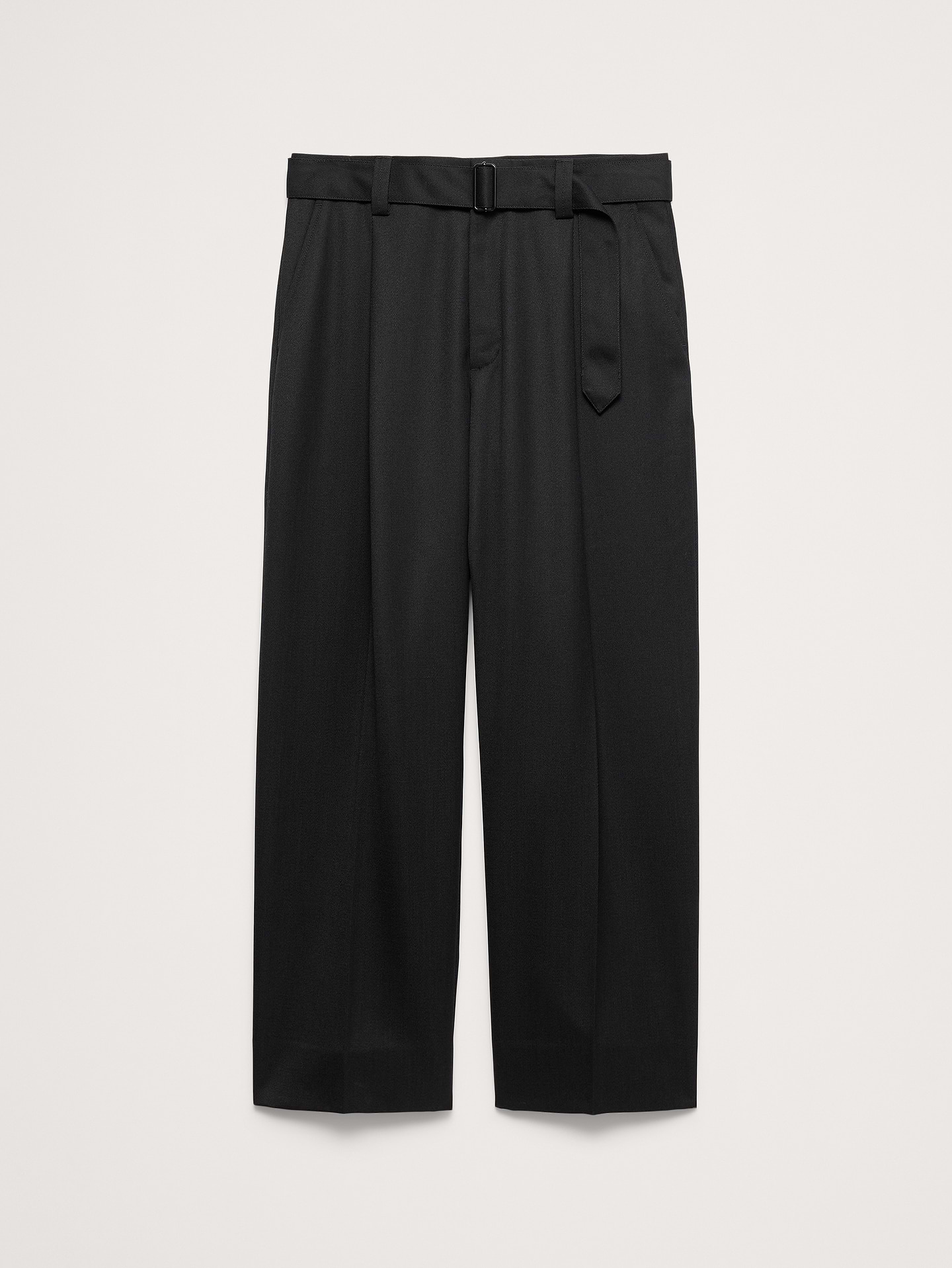 L'image numéro 5 présente Pantalon habillé à coupe ample en sergé avec ceinture