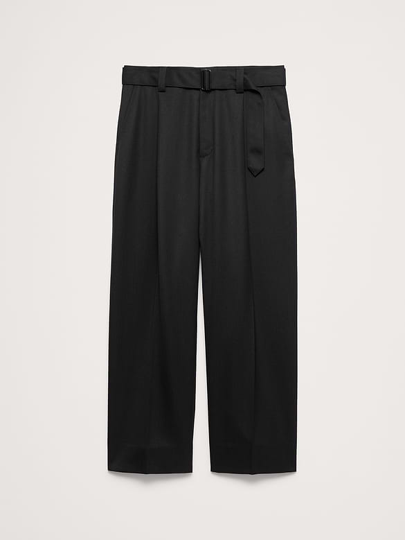 Loose Belted Twill Dress Pant