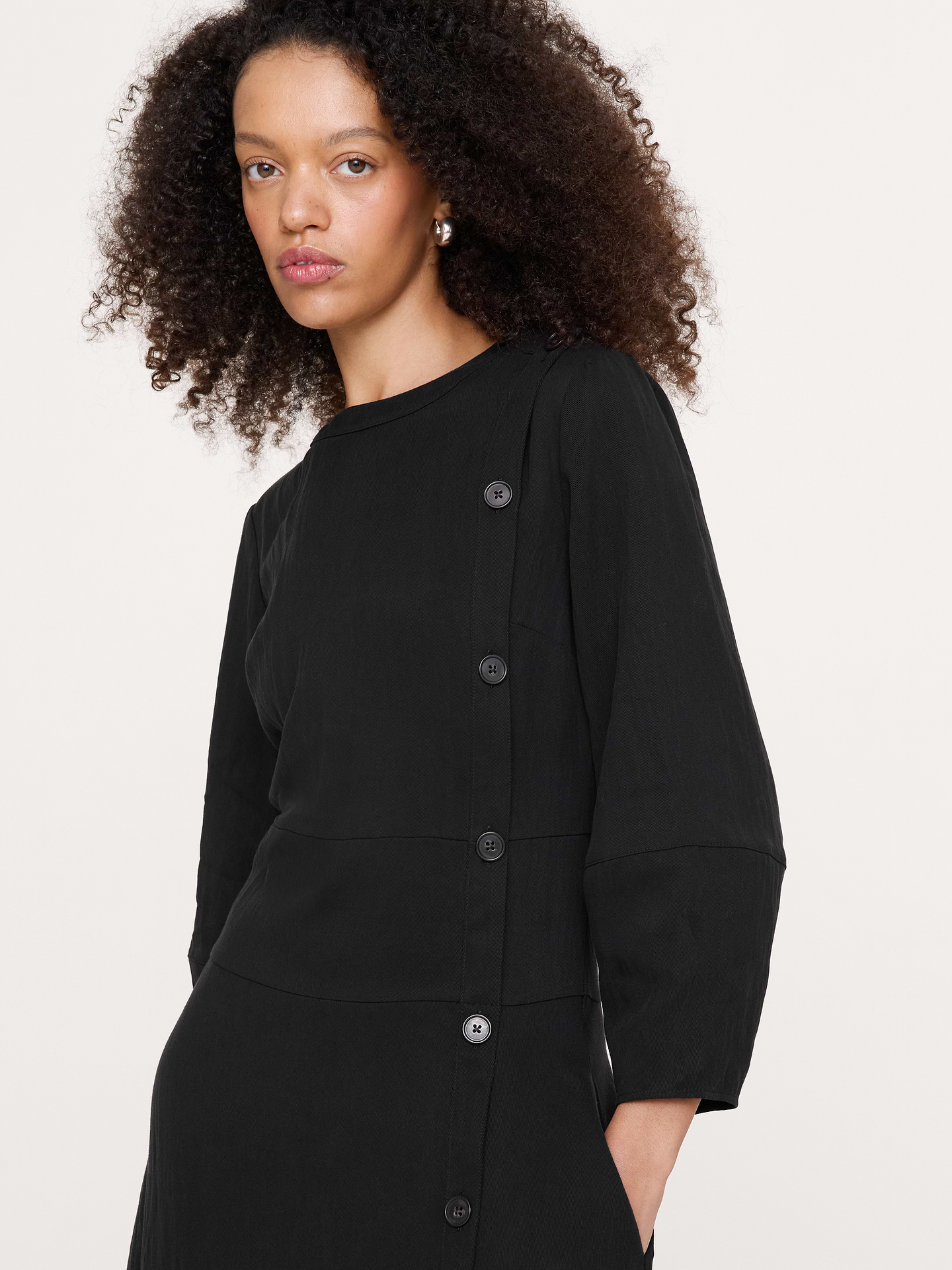 Image number 4 showing, Drapey Twill Button Midi Dress
