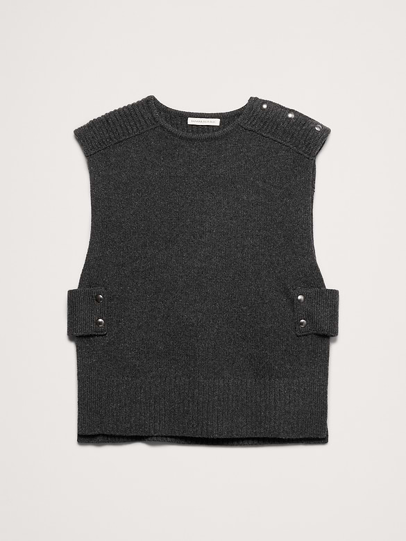 Wool-Cashmere Side-Snap Sweater Vest