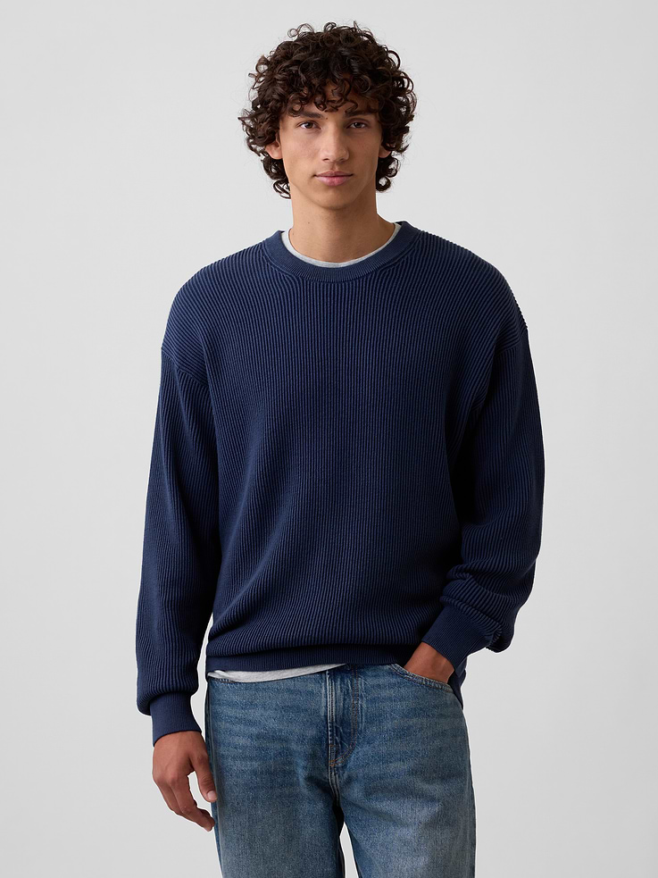 Image number 1 showing, Relaxed Fisherman Stitch Crewneck Sweater