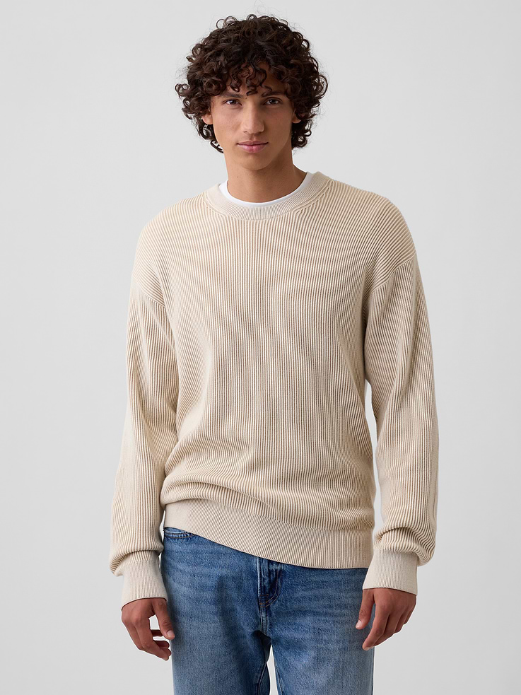 Image number 1 showing, Relaxed Fisherman Stitch Crewneck Sweater