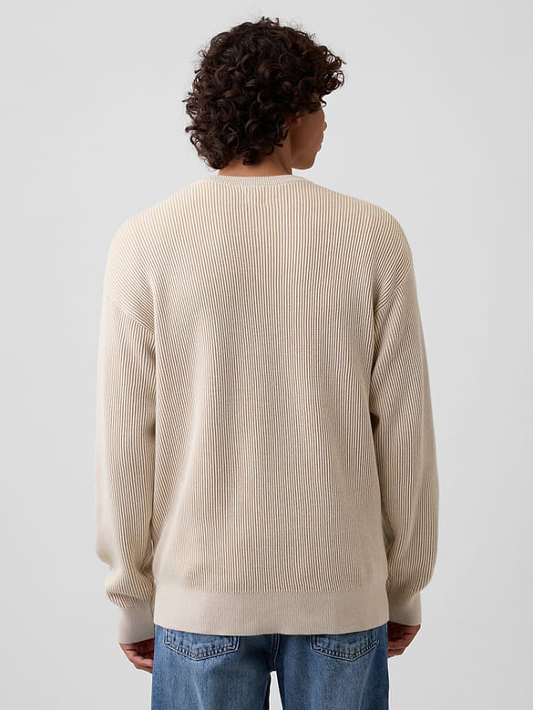 Relaxed Fisherman Stitch Crewneck Sweater