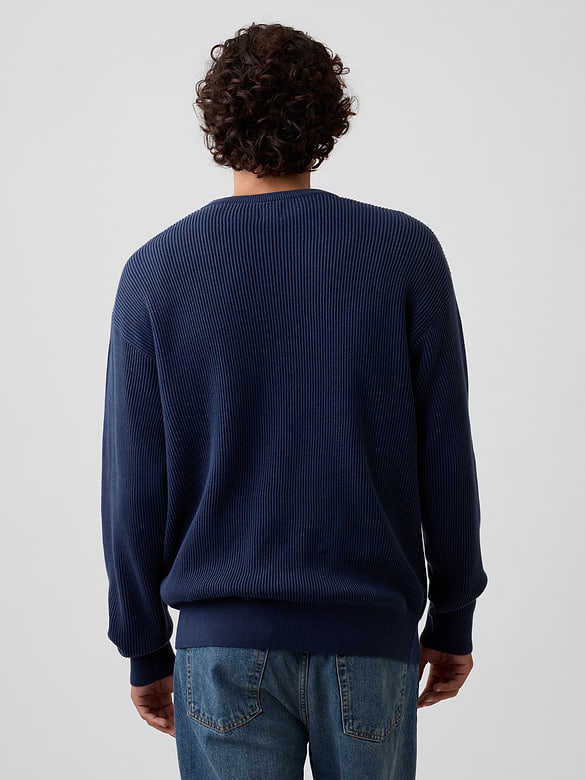 Relaxed Fisherman Stitch Crewneck Sweater