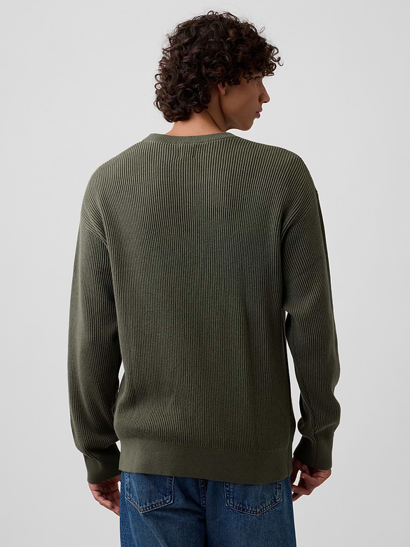 Relaxed Fisherman Stitch Crewneck Sweater