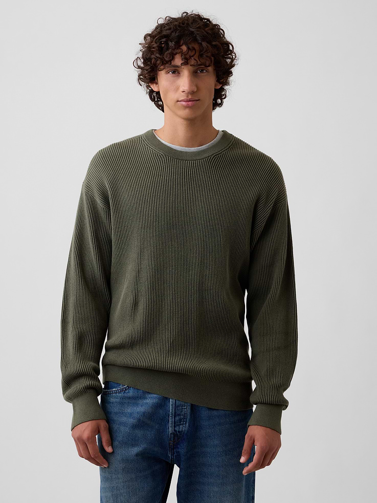 Image number 1 showing, Relaxed Fisherman Stitch Crewneck Sweater