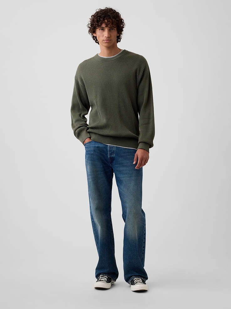 Image number 3 showing, Relaxed Fisherman Stitch Crewneck Sweater
