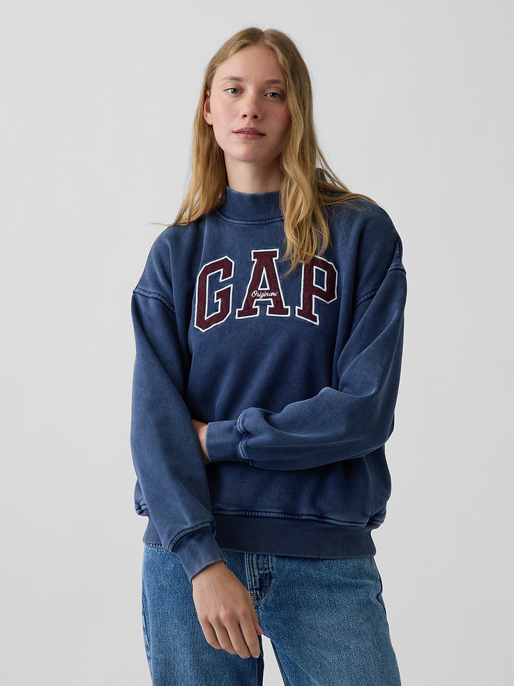 Image number 1 showing, VintageSoft Oversized Mockneck Logo Sweatshirt