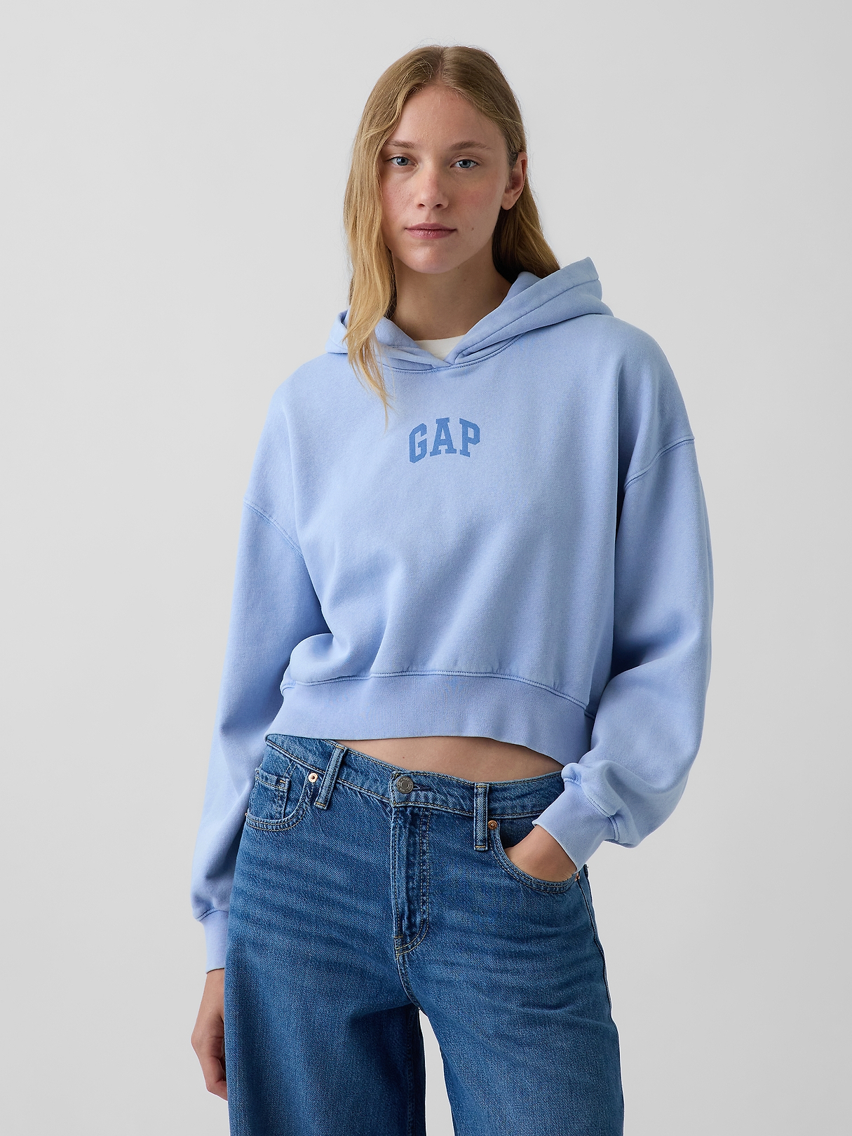 VintageSoft Crop Logo Hoodie | Gap
