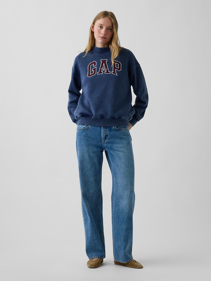 Image number 2 showing, VintageSoft Oversized Mockneck Logo Sweatshirt