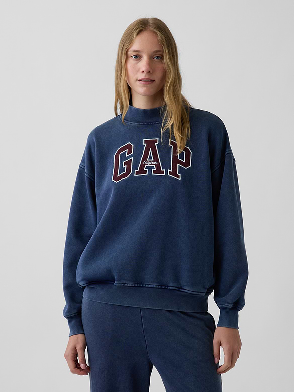 VintageSoft Oversized Mockneck Logo Sweatshirt