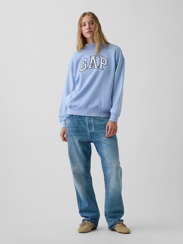 Image 2 of 7, VintageSoft Oversized Mockneck Logo Sweatshirt
