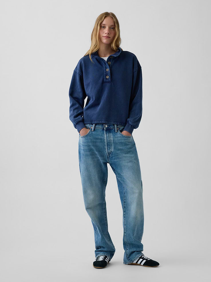 Image number 2 showing, VintageSoft Oversized Henley Pullover