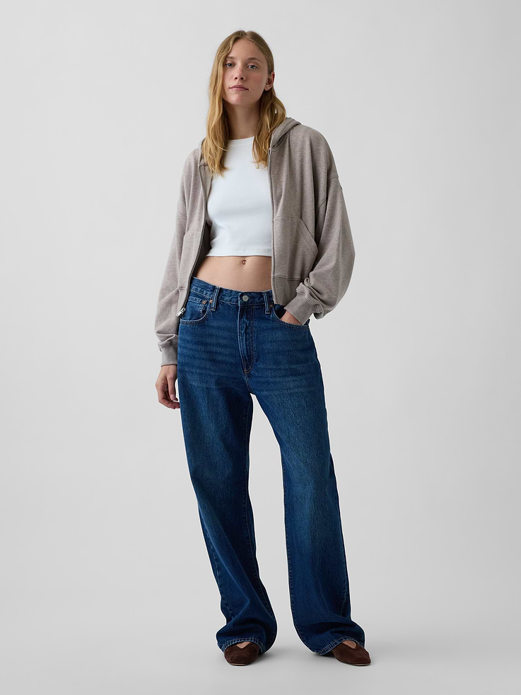 Image number 2 showing, VintageSoft Terry Oversized Wedge Zip Hoodie