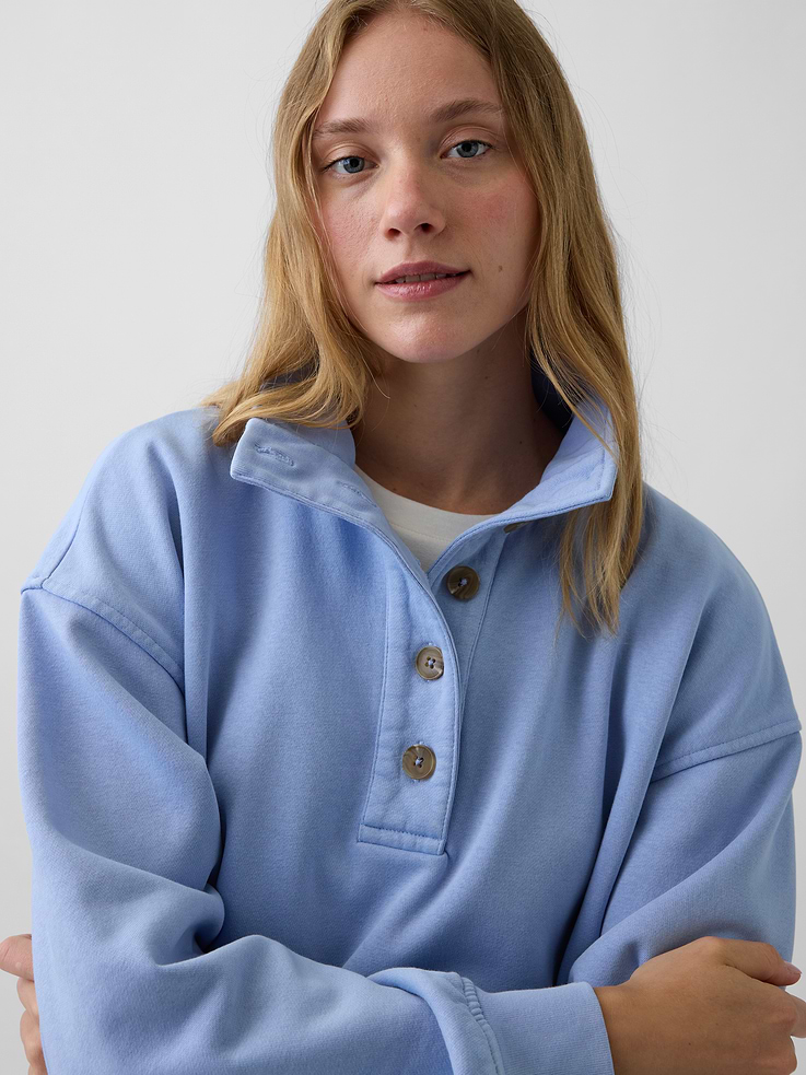 Image 4 of 7, VintageSoft Oversized Henley Pullover