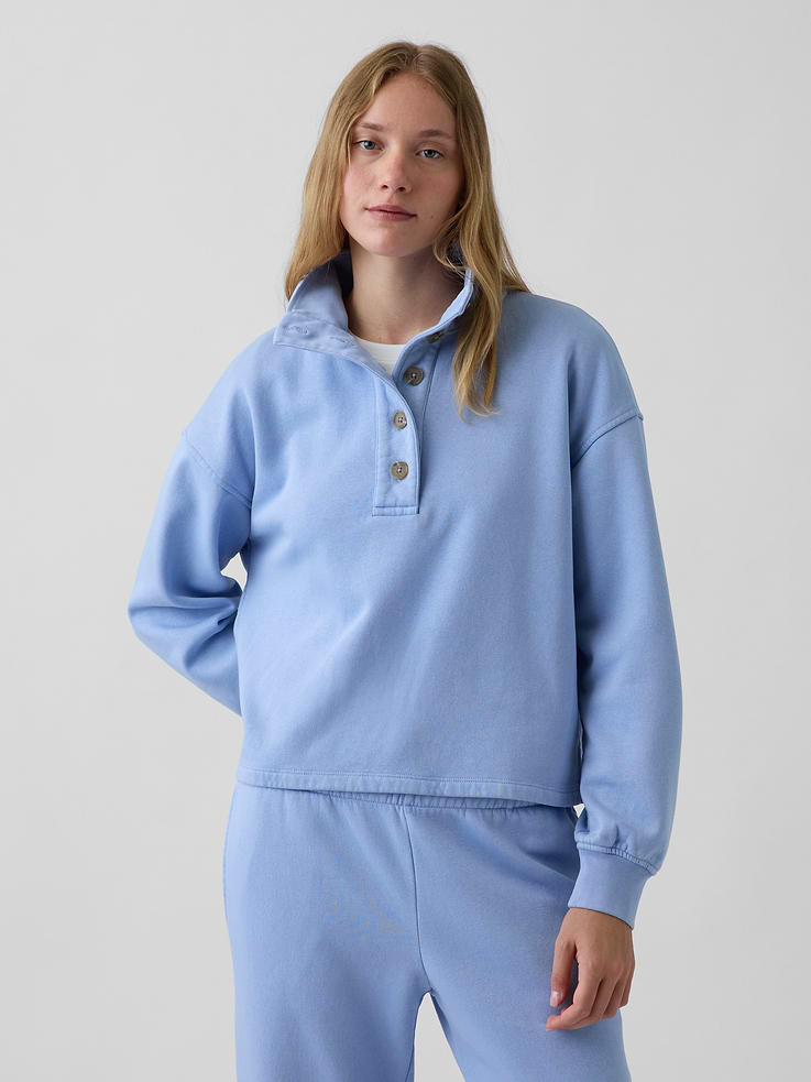 Image 6 of 7, VintageSoft Oversized Henley Pullover