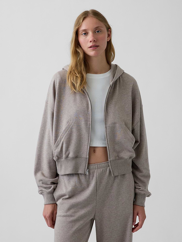 VintageSoft Terry Oversized Wedge Zip Hoodie