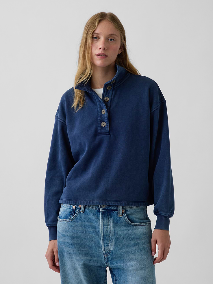 Image number 1 showing, VintageSoft Oversized Henley Pullover