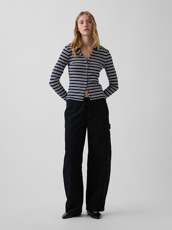 Canvas Easy Baggy Barrel Cargo Pants
